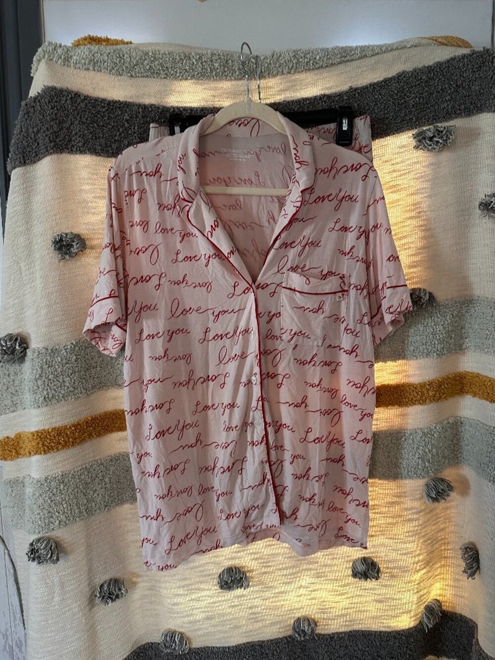 Victoria's Secret Women's "Love You" Short-Sleeve Pajama Set - Size Small